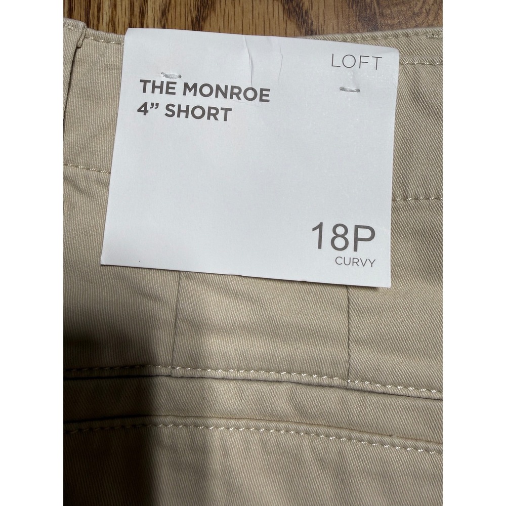 LOFT The Monroe 4" Curvy Shorts 18P Beige Khaki Chino Classic Petite Plus NWT - Picture 9 of 13
